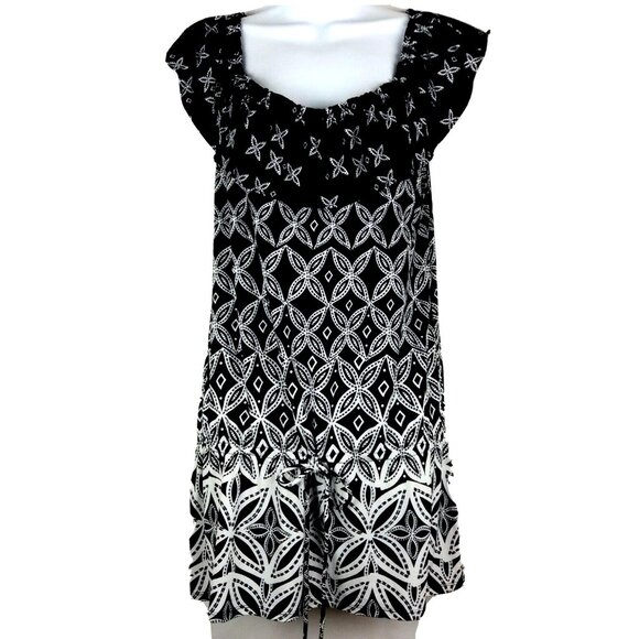 White House Black Market Tunic Top Sz Med Peplum Ruffle Neckline Beach Cover - Picture 1 of 6